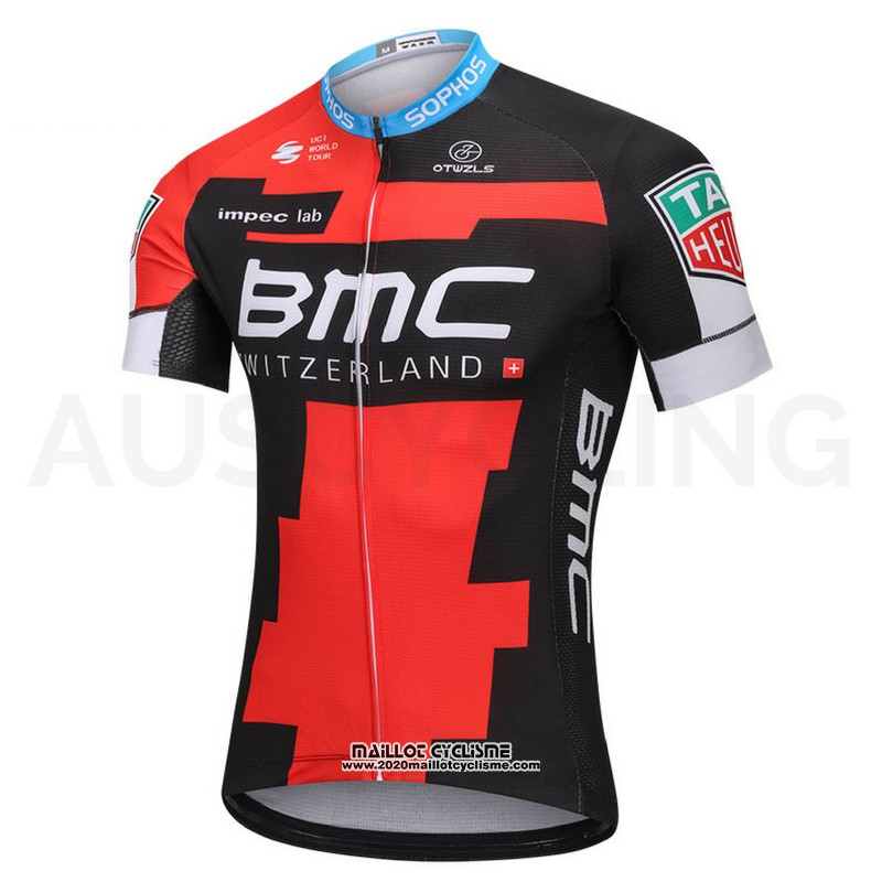 2018 Maillot Ciclismo BMC Rouge et Noir Manches Courtes et Cuissard